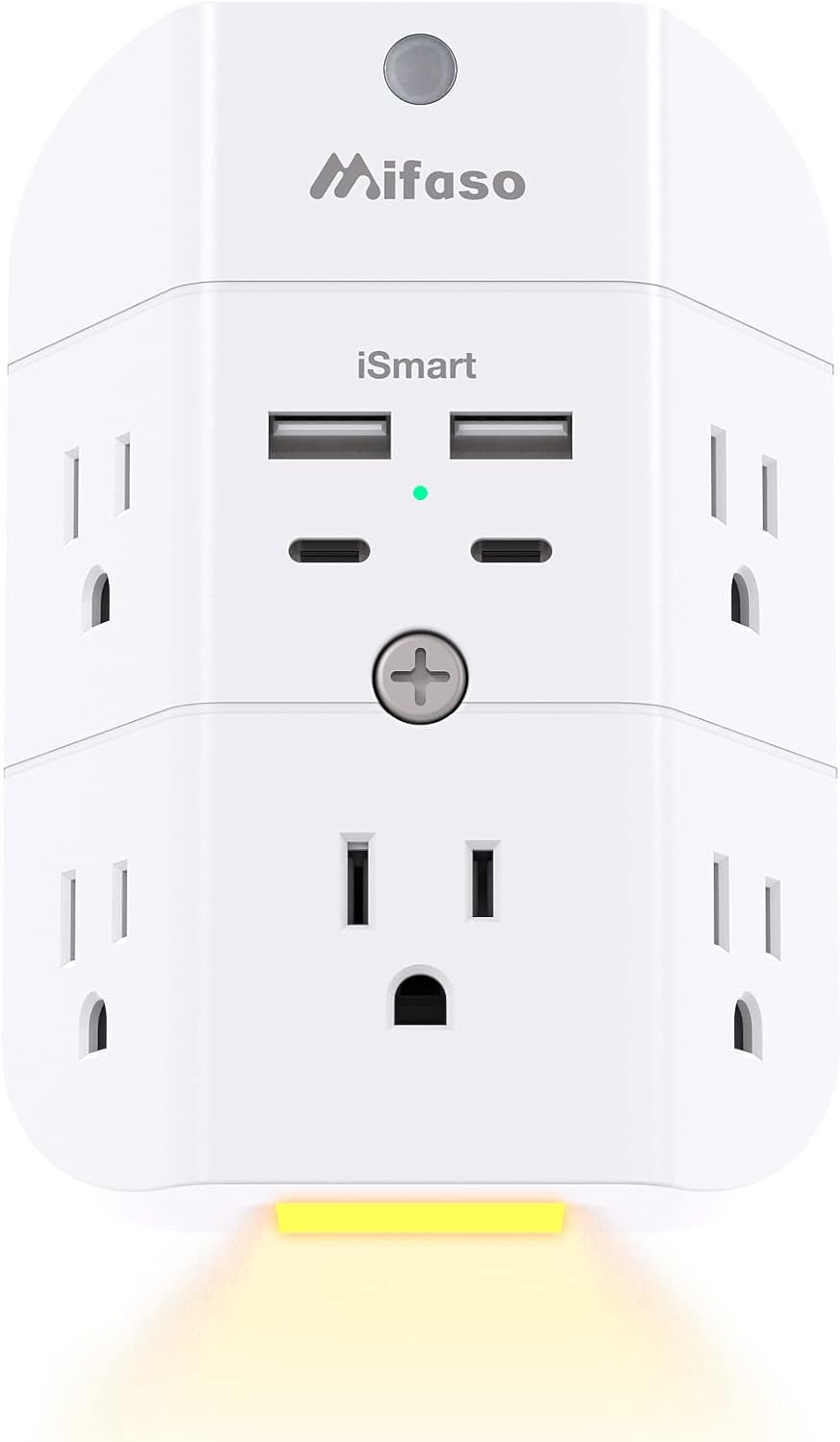 Mifaso Surge Protector - 5-Outlets, 4 USB Ports, Night Light