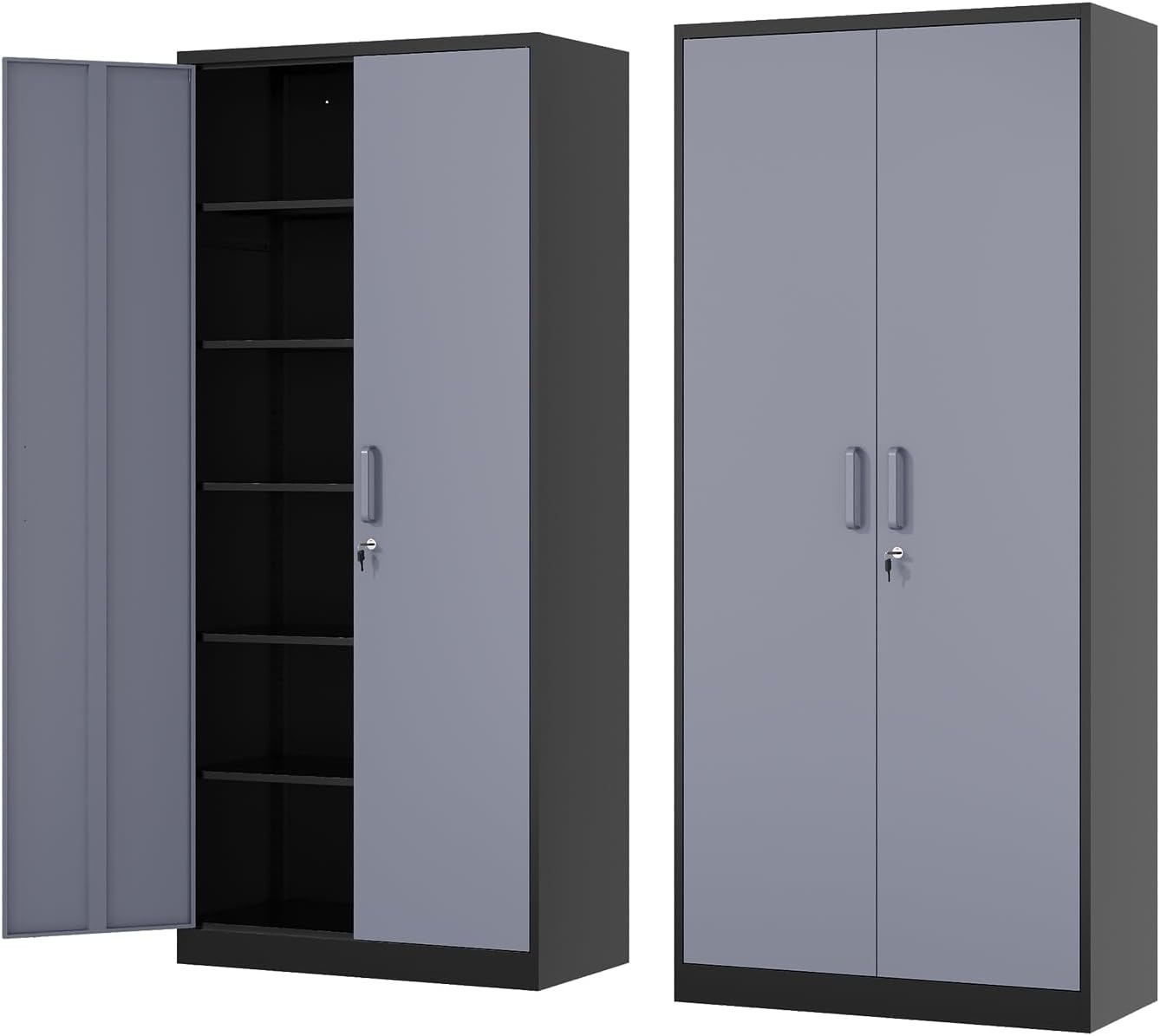 Metal Storage Cabinet with Lockable Doors and Adjustable Shelves