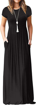 DEARCASE Maxi Dress for Women Short Sleeve Casual Summer (Style TSGZ)