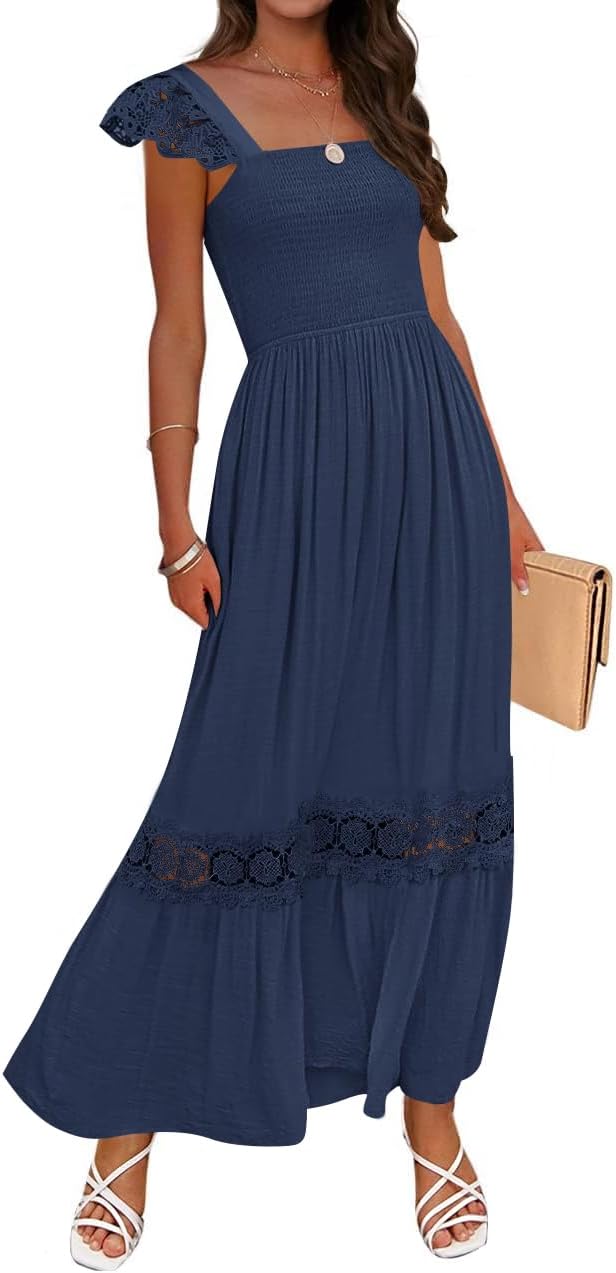 ZESICA Women's Summer Lace Strap Maxi Dress for Every Occasion