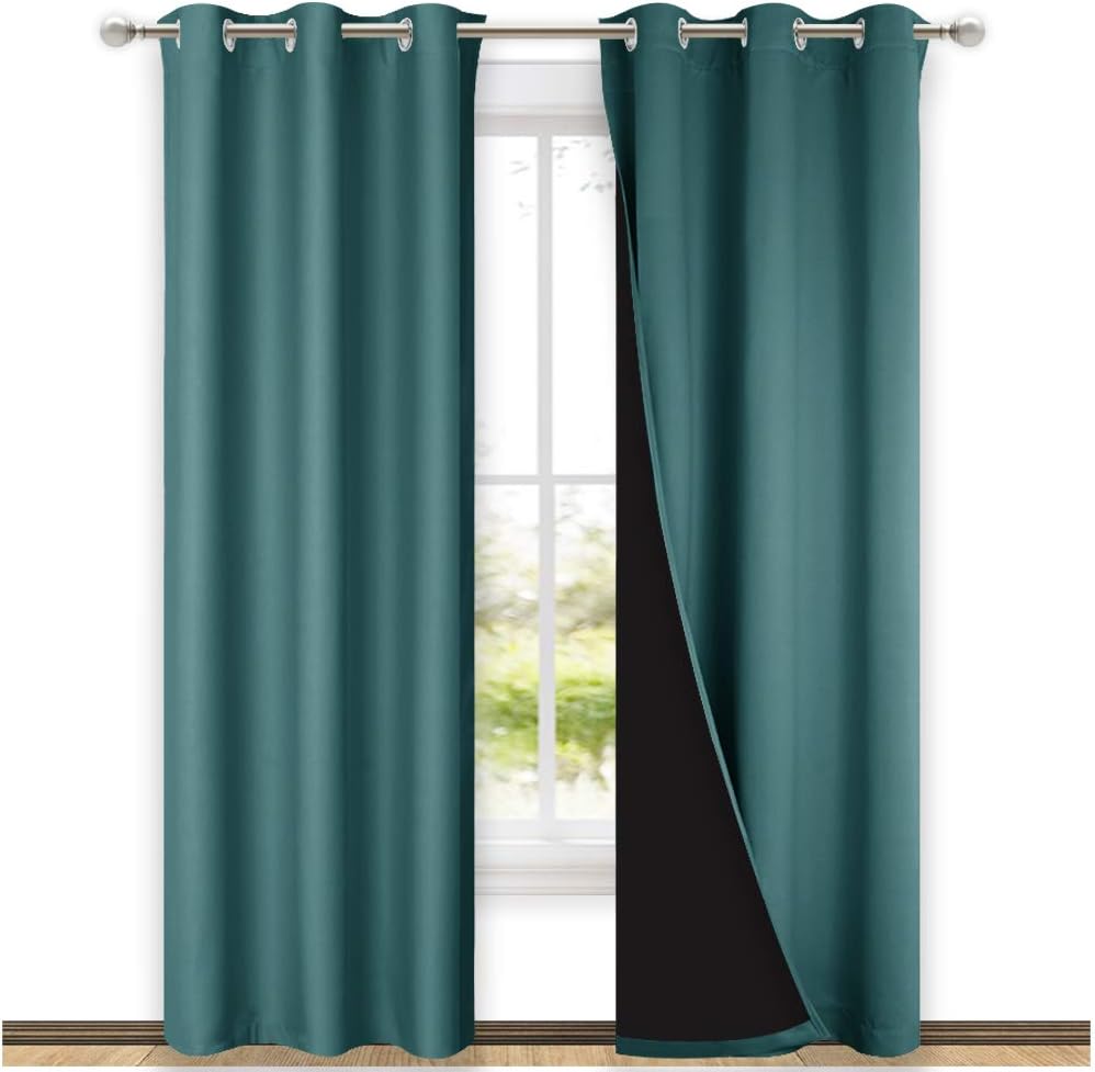 NICETOWN Sea Teal Full Shade Curtain Panels for Living Room