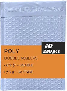 Poly Bubble Mailers 6x9 Inch Pack of 250 for Safe Shipping