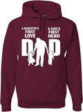 Dad Daughters First Love Sons First Hero Hoodie for Men - Soft Fleece