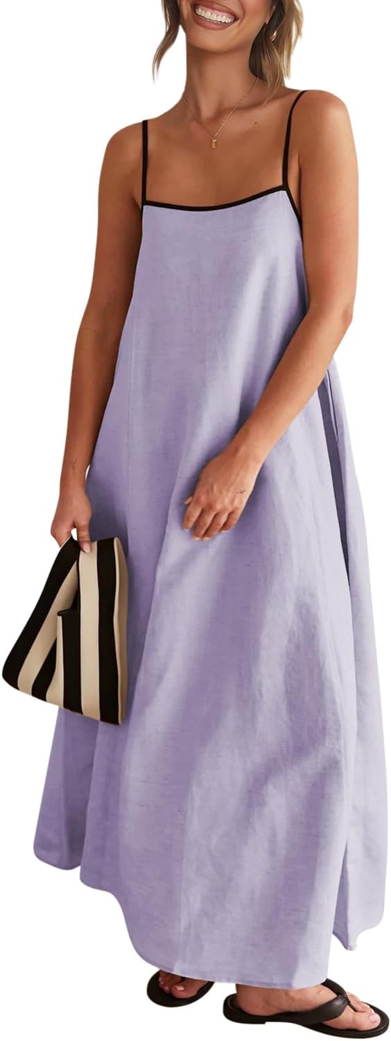 Senllen Women's Linen Dress: Flowy Sundress for Summer Fun