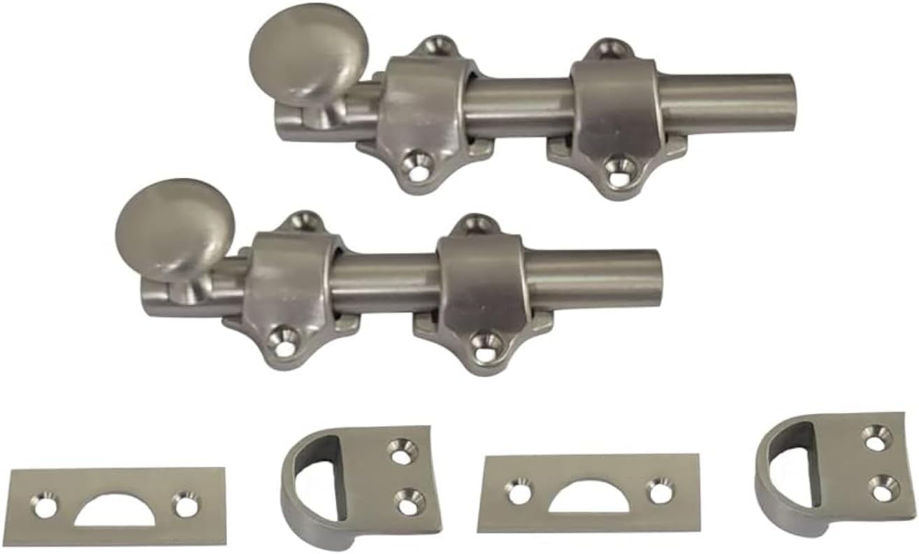 QCAA Solid Brass Dutch Door Bolt 4 in Brushed Satin Nickel 2 Pack