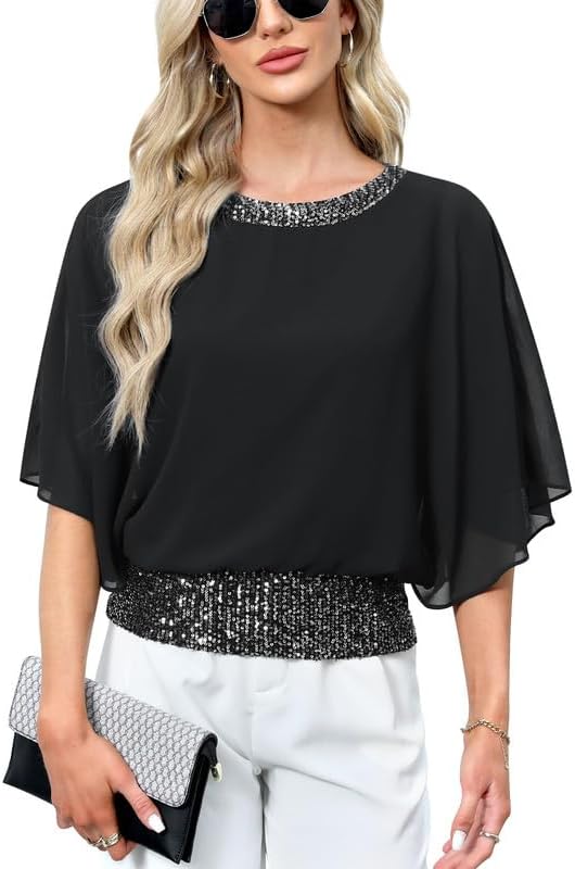 Sequin Dressy Top for Women - Elegant Formal Blouse for Events