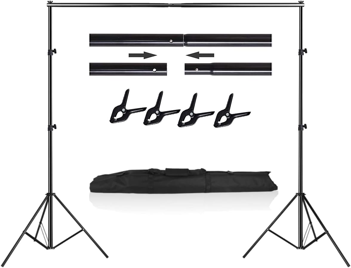Adjustable 8x8ft Backdrop Stand Set w/ Carry Bag
