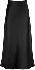Women's Satin High Waisted Maxi Skirts A-Line Long Skirt