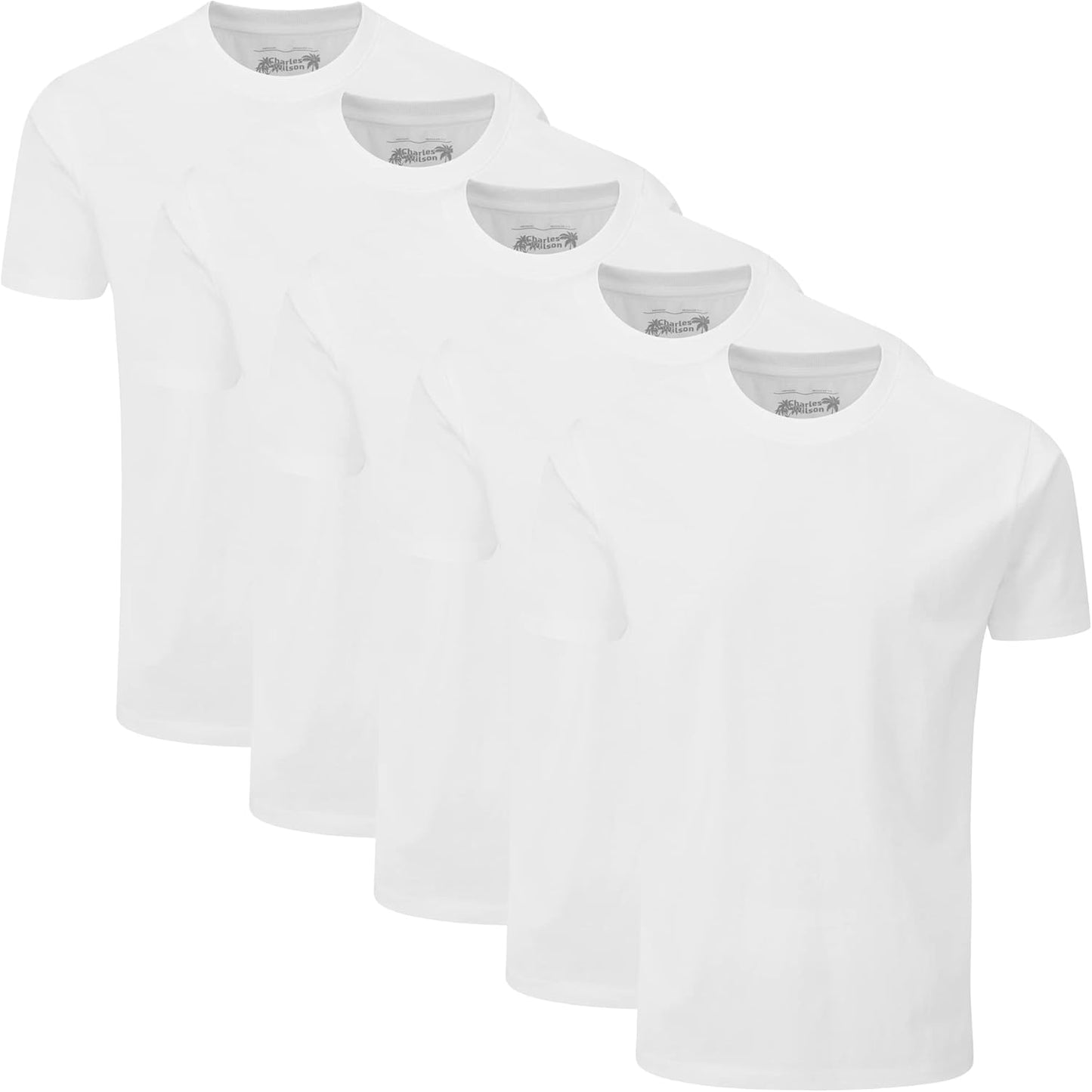 Charles Wilson Men's 5 Pack Crew Neck T-Shirts for Everyday Wear