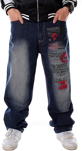 Ylingjun Mens Baggy Hip Hop Jeans for Casual Loose Fit Style