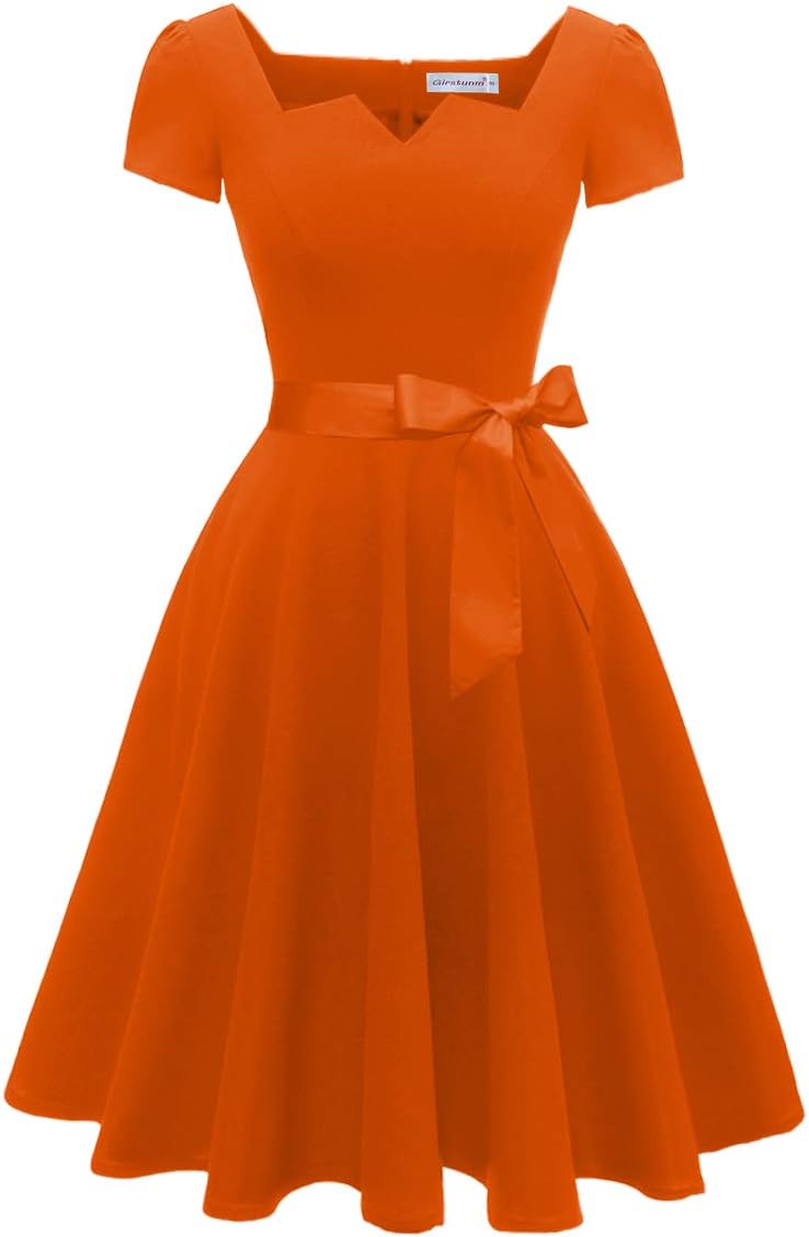 Girstunm Women's Classic Tea Dress with Pockets for All Occasions