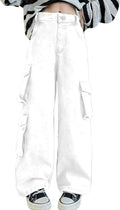 Girls Jeans Elastic Waist Wide Leg Pants - Comfortable Stylish Fit