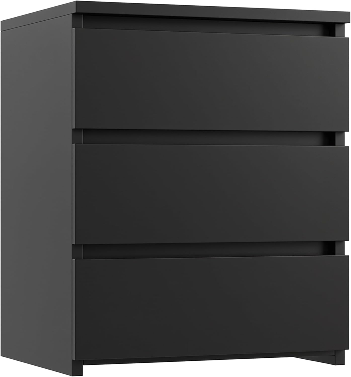 FOTOSOK Black Nightstand with 3 Drawers for Bedroom Storage