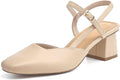 Rilista Womens Slingback Chunky Low Heels Closed Square Toe - Faux