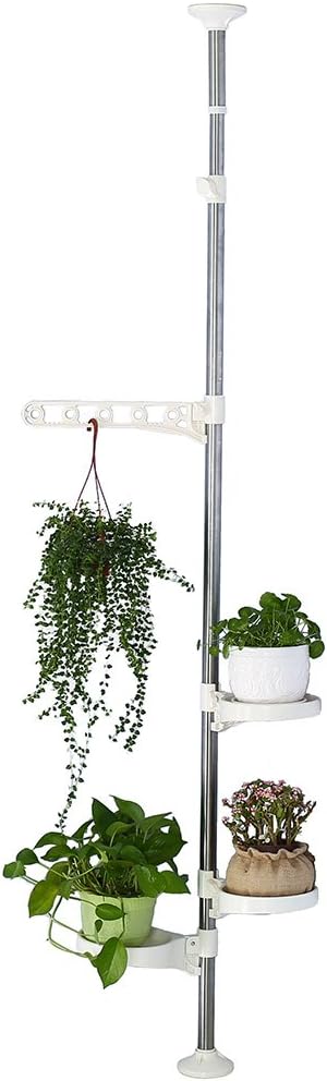 Adjustable Indoor Plant Pole Stand with 3 Trays for Display