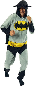 Batman Men's Onesie Union Suit with Cape & Hood - Cozy Costume