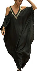 Turkish Cold Shoulder Kaftan Dress Swimsuit Cover Up Maxi Dress