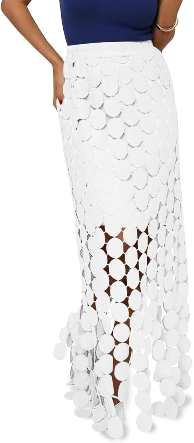 Cicy Bell Womens Hollow Out Maxi Skirt for Summer Style