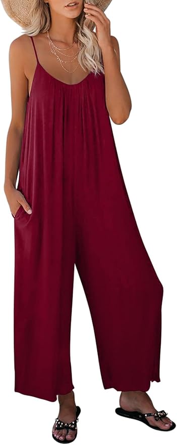 Happy Sailed Women's Casual Sleeveless Jumpsuits with Pockets