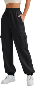Womens Cargo Sweatpants Oversized Fleece Joggers - High Waist Baggy