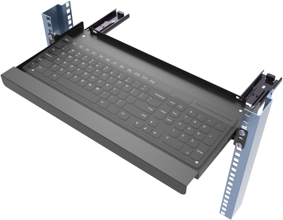 1U Keyboard Tray for 19in Rack Mount - JINGCHENGMEI Sliding Shelf