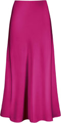 Elegant Women's High Waisted Satin Maxi Skirt for Any Event