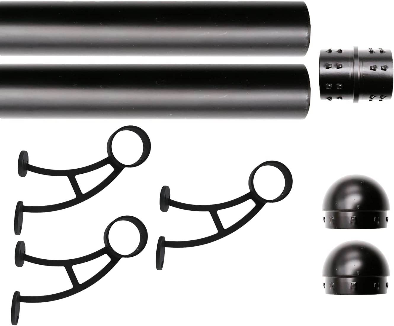 Solid Bar Mount Foot Rail Kit with Matte Black Stainless Steel