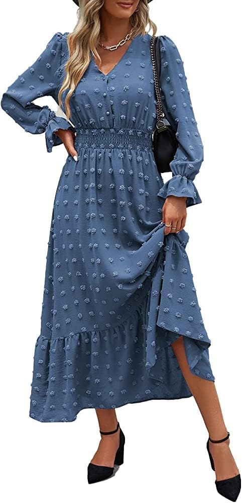 MASCOMODA Women Maxi Dress for Fall 2025 with Long Sleeves