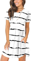 LONGYUAN Women's Summer Short Sleeve Casual Dress - Hide Belly, Loose