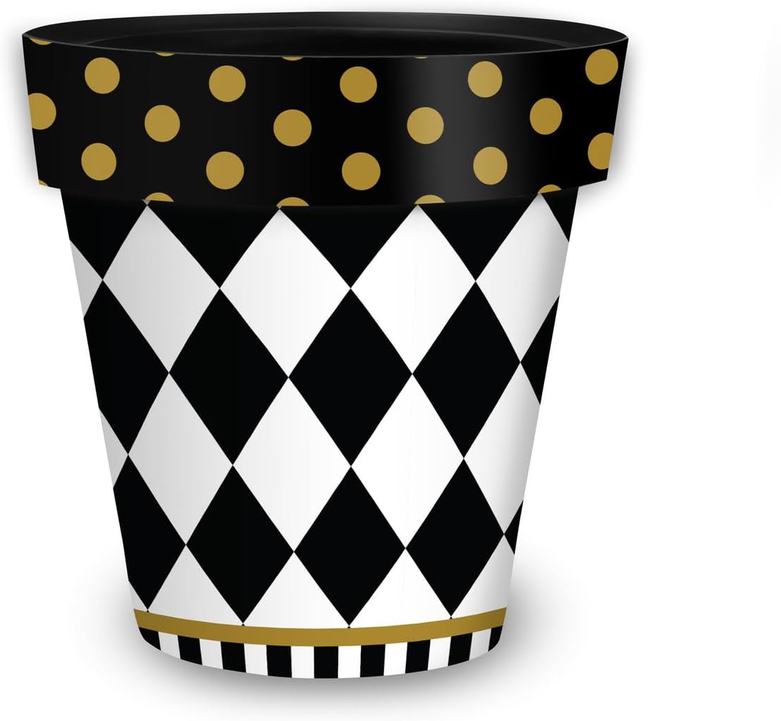 Checkerboard Medium Planter with Authentic Craftsmanship