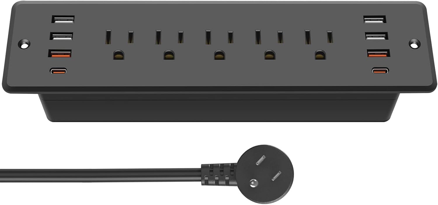 CCCEI Recessed Power Strip Surge Protector with USB Ports