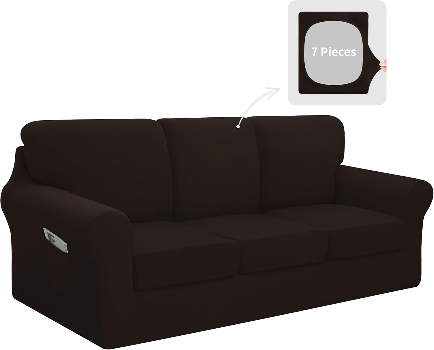 Easy-Going 7 Pieces Stretch Couch Cover Set for Large Sofas