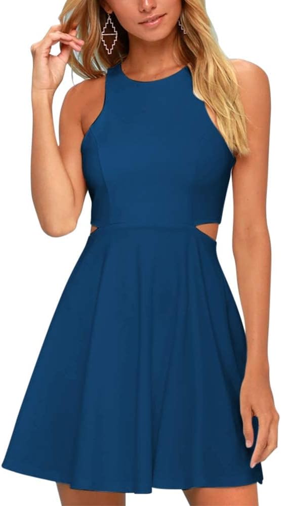 Sweet and Cute Sleeveless Racerback Flared Swing Dress