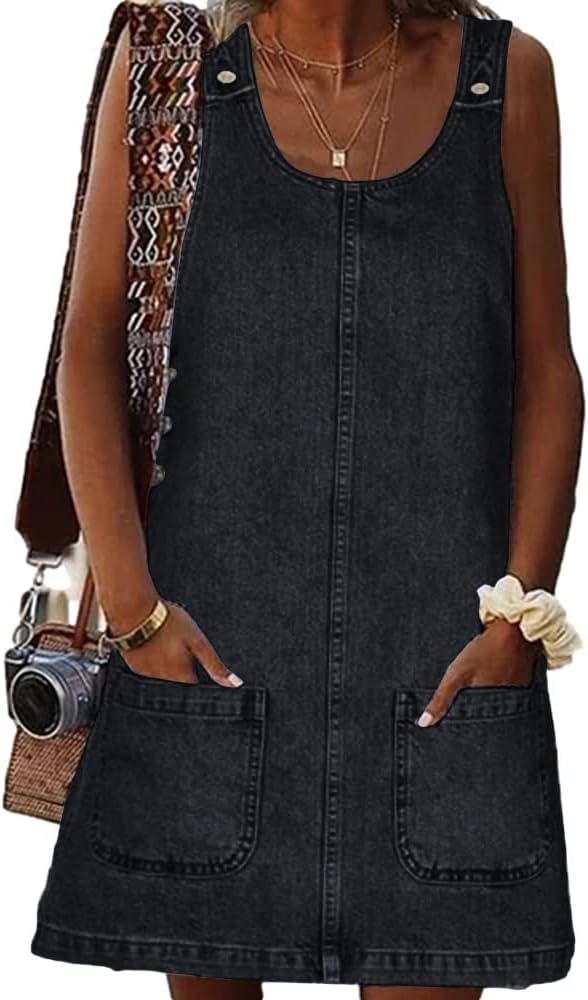 Stylish BZB Women's Sleeveless Casual Denim Dress with Pockets