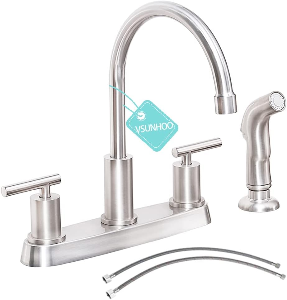 Brushed Nickel Kitchen Faucet with Side Sprayer for RV Sinks
