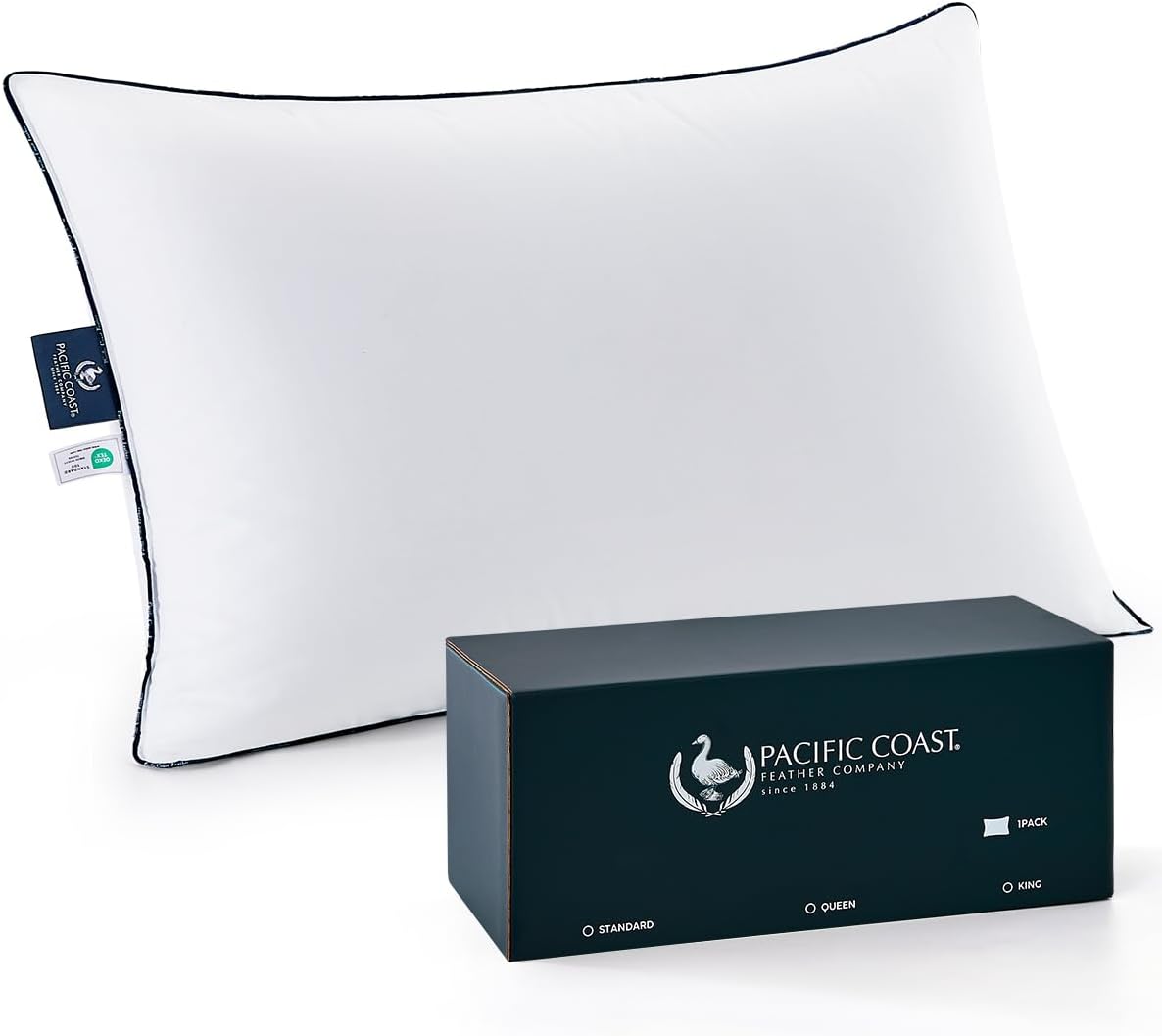 Pacific Coast White Goose Down Fiber Bed Pillow for Sleepers