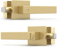 Privacy Door Handle with Lock - Satin Brass Modern Lever