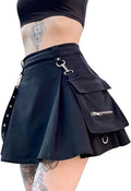 Gothic Plaid Mini Skirts for Women High Waist Aline Pleated - Stylish