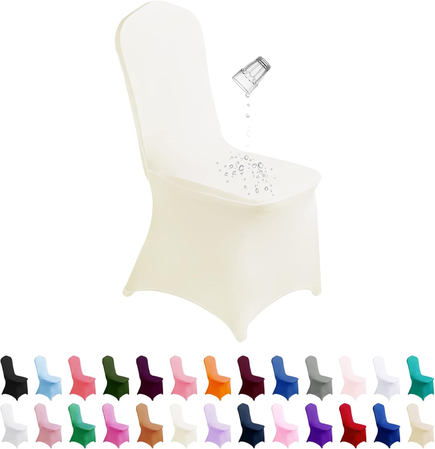 SUPERO Waterproof Spandex Chair Cover 25PCS for Events and Parties