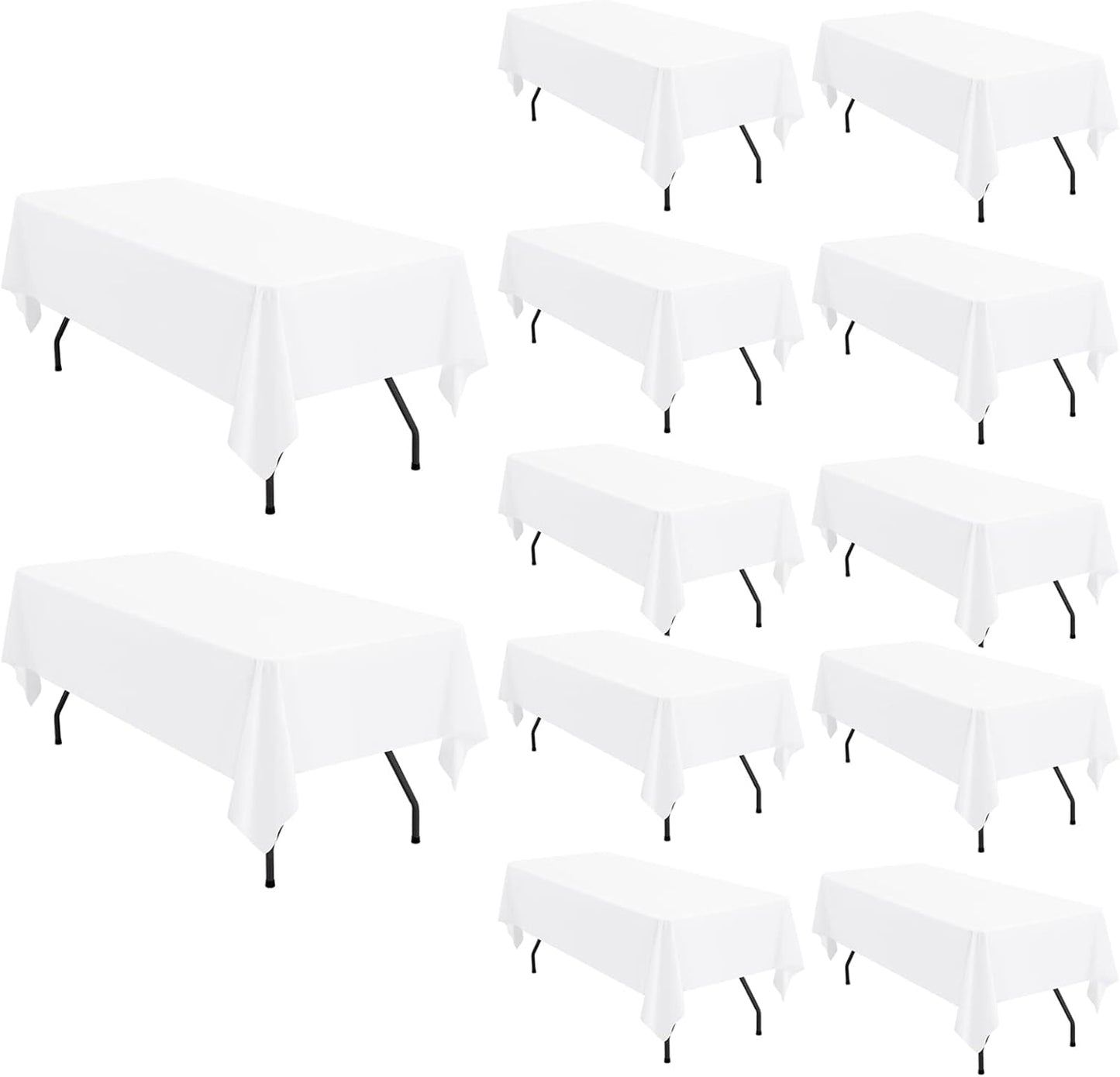 Pesonlook 12 Pack White Polyester Tablecloth for Events and Parties
