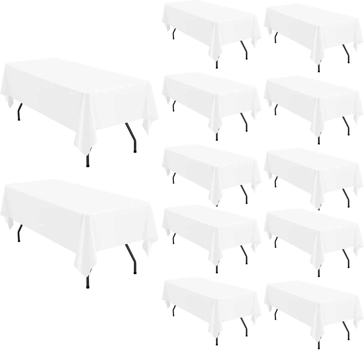 Pesonlook 12 Pack White Polyester Tablecloth for Events and Parties