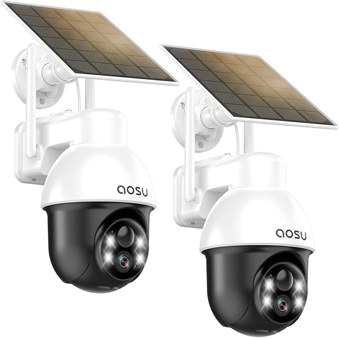 AOSU Solar Camera Duo - 2K Night Vision, 360 View"