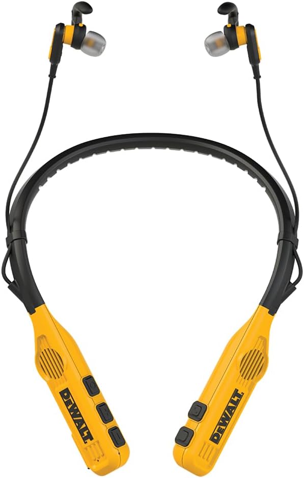 DEWALT 2-in-1 Bluetooth Headphones: 60+ Hrs Music, Hands-Free