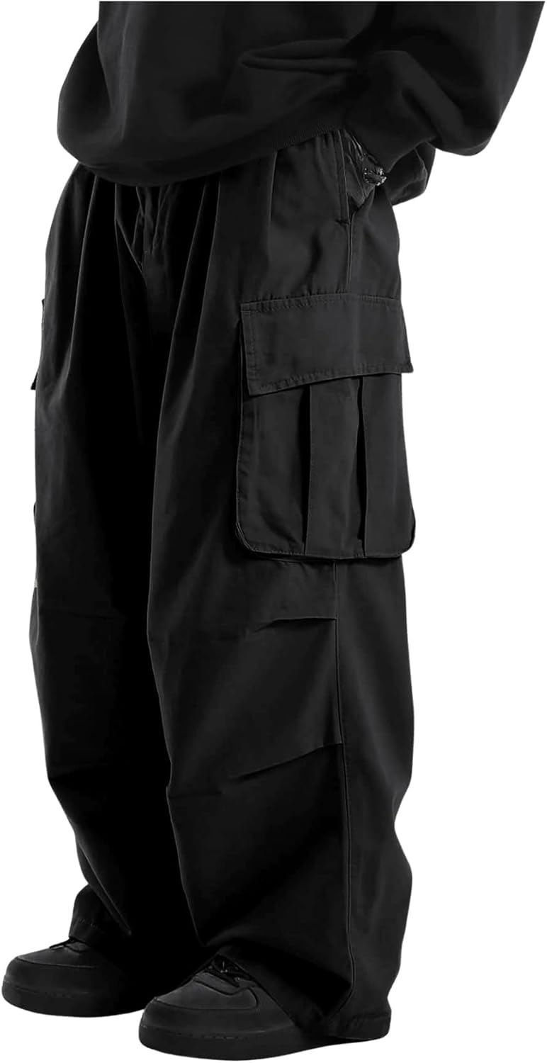 OYOANGLE Men's Drawstring Elastic Waist Cargo Pants for Comfort