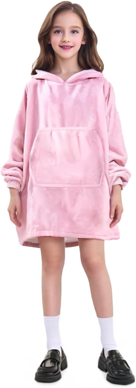 Pink Sherpa Hoodie Blanket for Girls - Cozy Comfort!