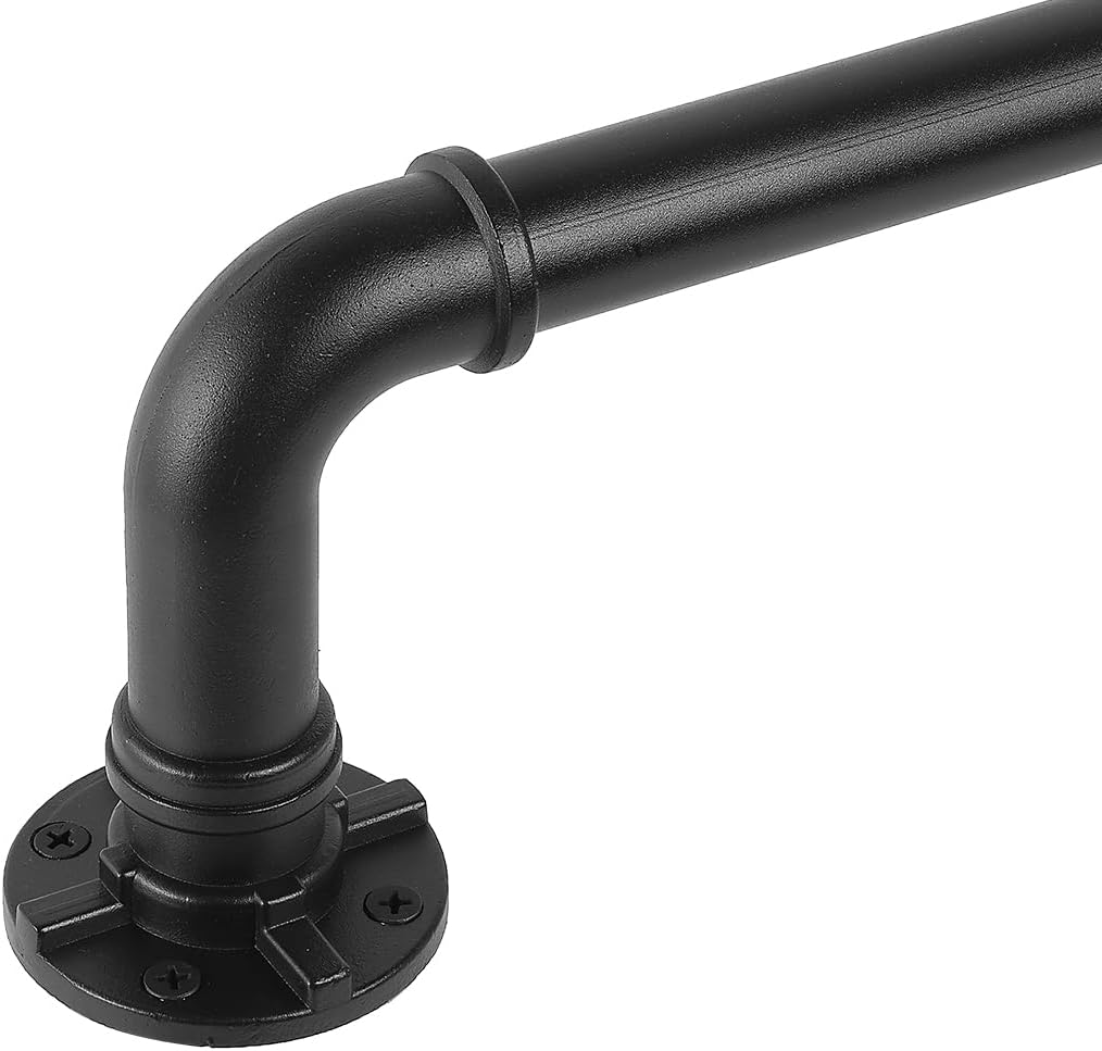 Adjustable Black Industrial Curtain Rod - Versatile 72-144 Outdoor or Indoor Use