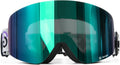 OTG Ski Goggles Over Glasses Frameless Full Green REVO - Clear View