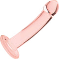 Blown Basic Curve Dildo, Pink, 6 in - Handcrafted Glass Elegance