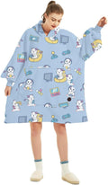 THREE POODLE Oversized Wearable Blanket Hoodie for Women - Sherpa