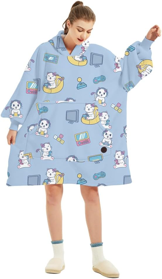 THREE POODLE Wearable Blanket Hoodie for Ultimate Comfort
